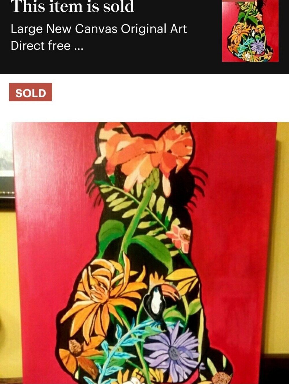 Black Cat Moon and Pumpkin Canvas Wall Art by Me - Picture 11 of 12